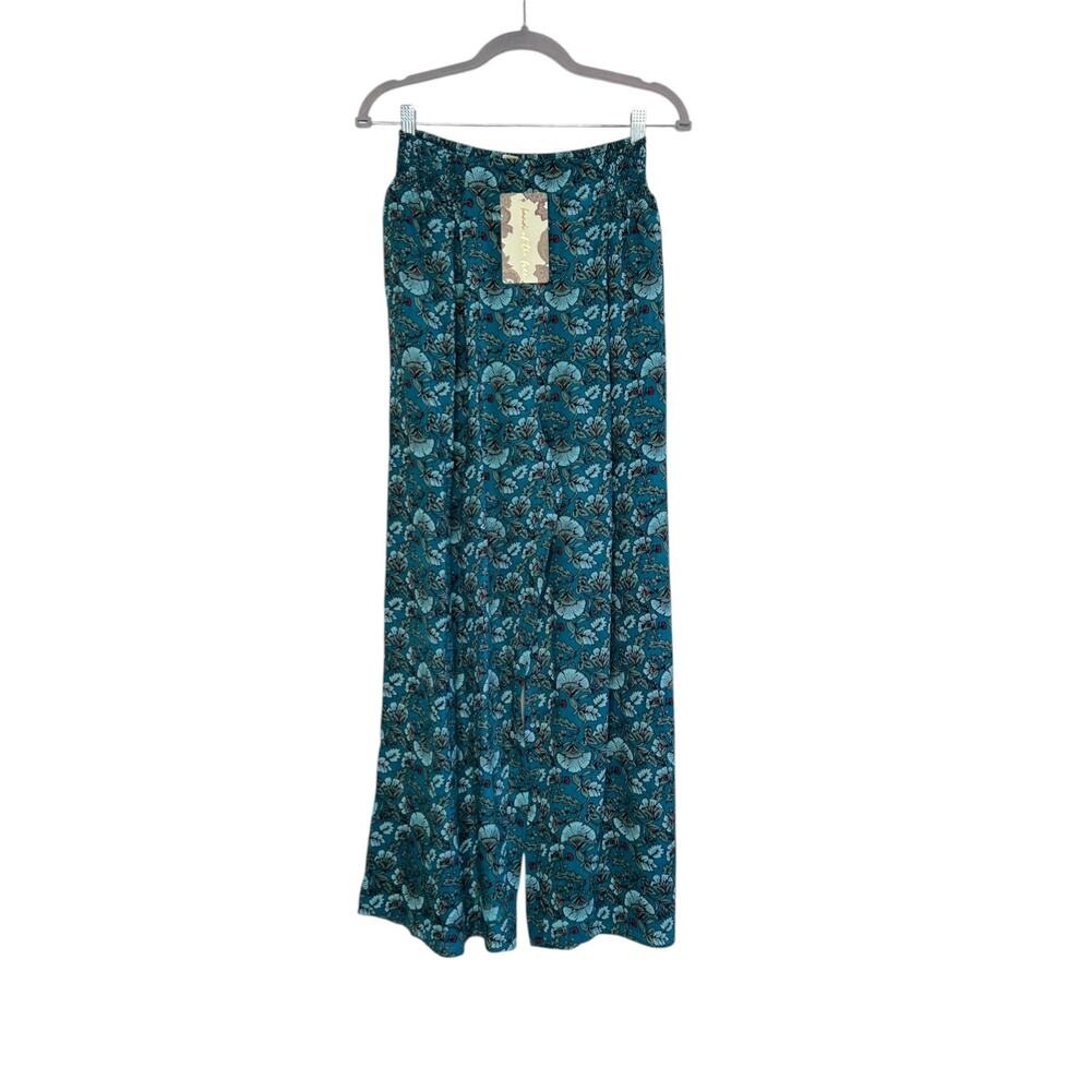 NWT Band of Gypsies Blue Floral Wide Leg Pants - Picture 4 of 8